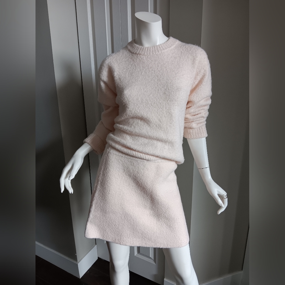 Cozy Knit Light Pink Sweater And Skirt